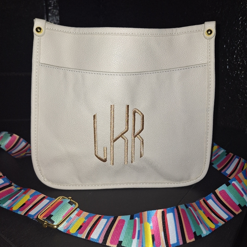 Marley Lilly White Crossbody Bag with Colorful Strap